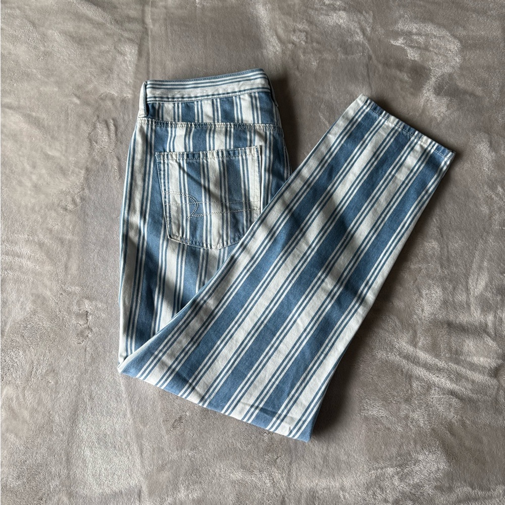 American Eagle Outfitters Blue and White Striped Jeans